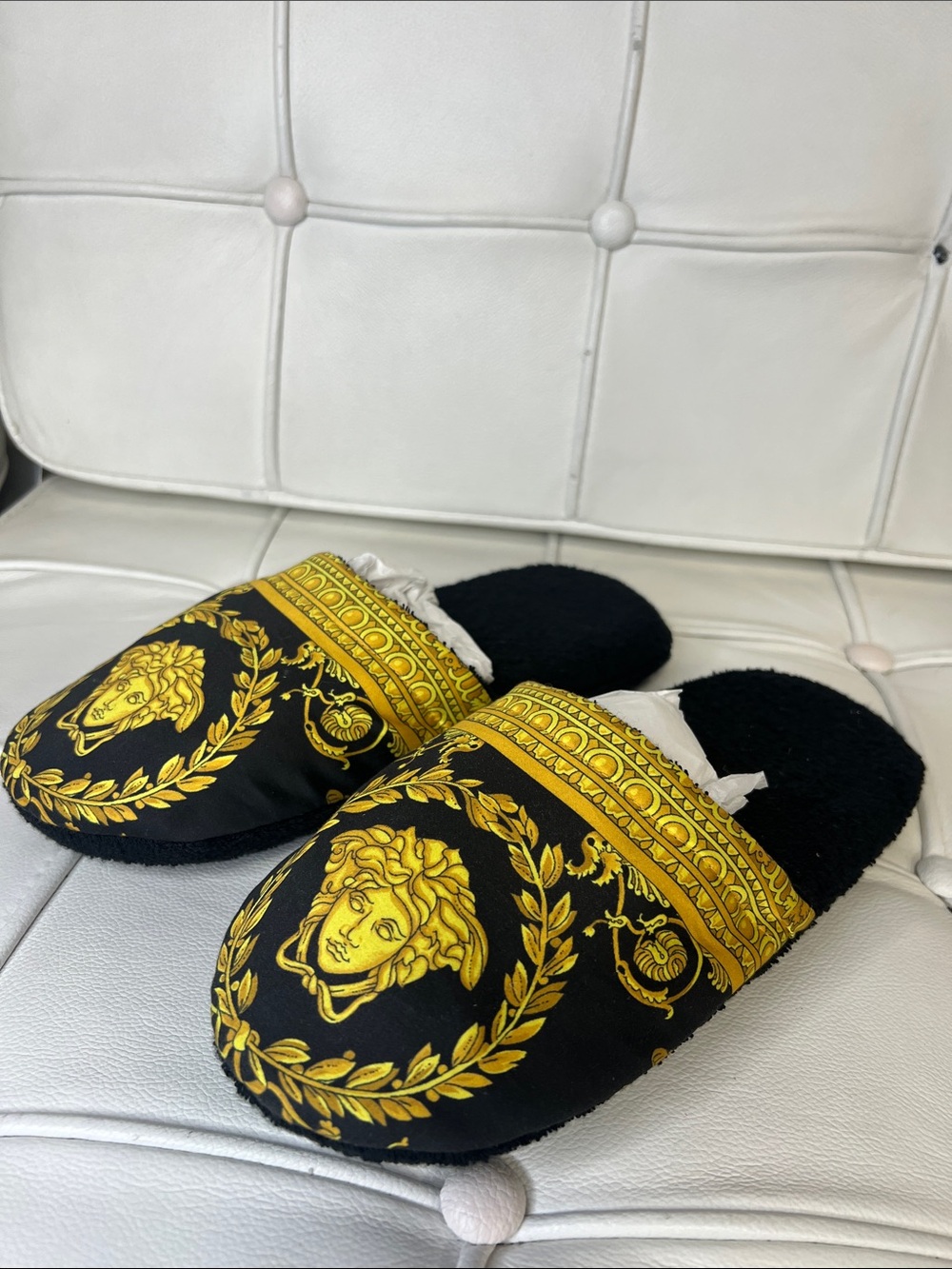 Versace Black & Gold Medusa Slide Slippers - Picture 2 of 10